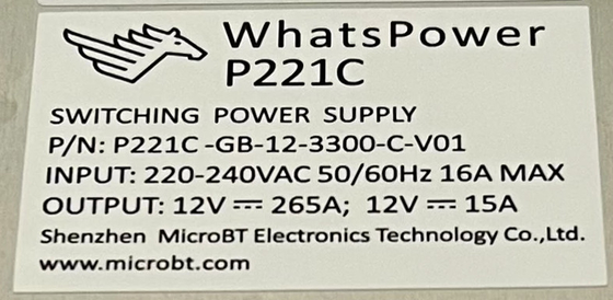 Fuente de alimentación Whatspower P221C para Whatsminer M30s M31s M32